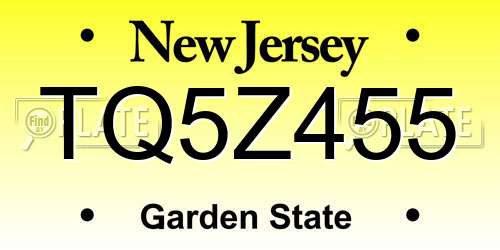 TQ5Z455 New Jersey License Plate