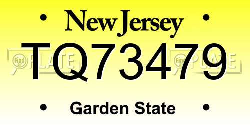 TQ73479 New Jersey License Plate