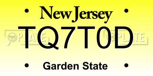 TQ7T0D New Jersey License Plate