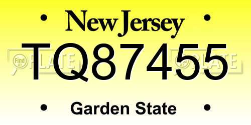 TQ87455 New Jersey License Plate