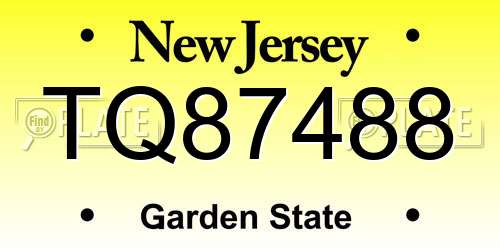 TQ87488 New Jersey License Plate