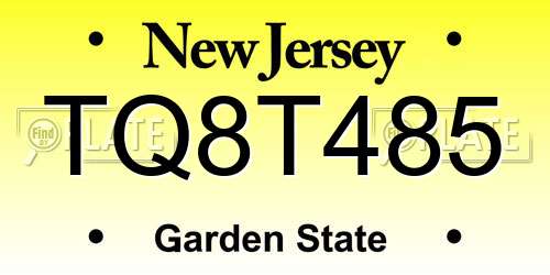 TQ8T485 New Jersey License Plate