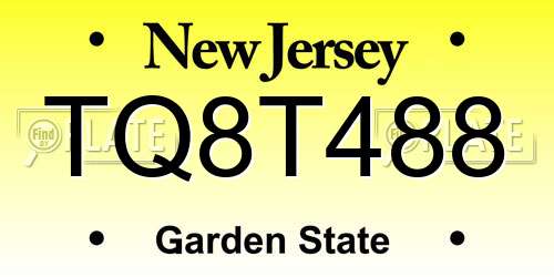 TQ8T488 New Jersey License Plate