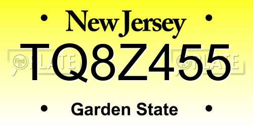 TQ8Z455 New Jersey License Plate