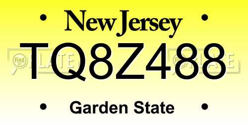 TQ8Z488 New Jersey License Plate