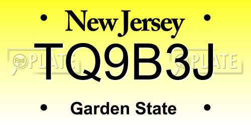 TQ9B3J New Jersey License Plate