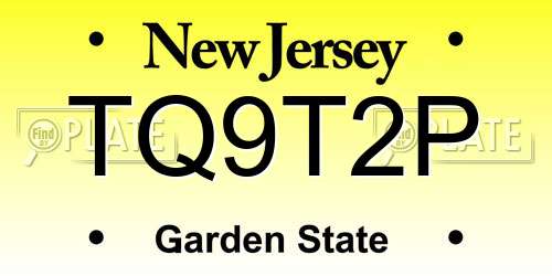 TQ9T2P New Jersey License Plate