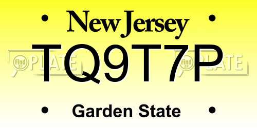 TQ9T7P New Jersey License Plate