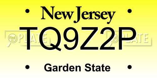 TQ9Z2P New Jersey License Plate