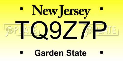 TQ9Z7P New Jersey License Plate