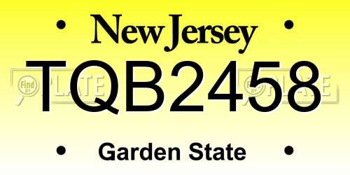 TQB2458 New Jersey License Plate