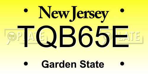 TQB65E New Jersey License Plate