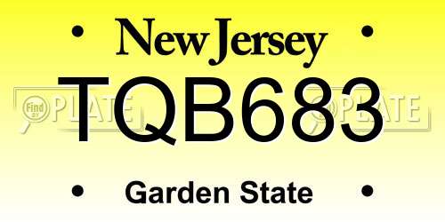 TQB683 New Jersey License Plate