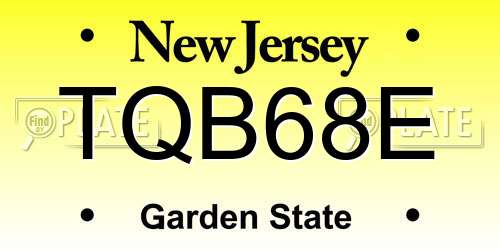 TQB68E New Jersey License Plate