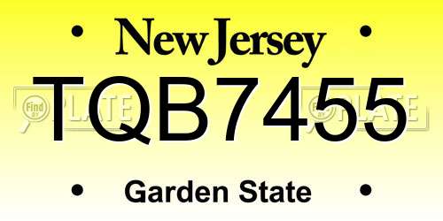 TQB7455 New Jersey License Plate