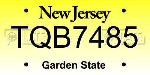 TQB7485 New Jersey License Plate