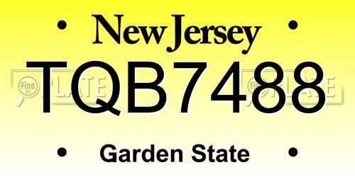 TQB7488 New Jersey License Plate