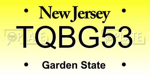 TQBG53 New Jersey License Plate