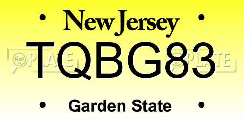 TQBG83 New Jersey License Plate