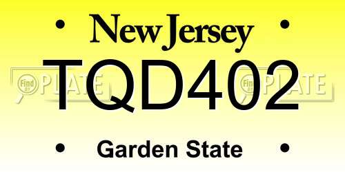 TQD402 New Jersey License Plate