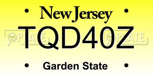 TQD40Z New Jersey License Plate