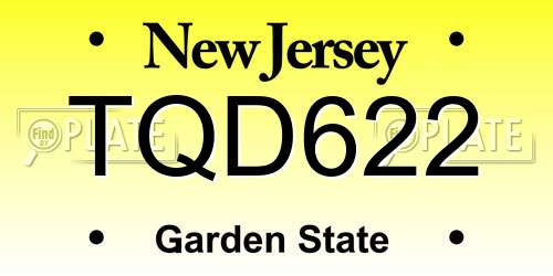 TQD622 New Jersey License Plate