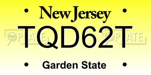 TQD62T New Jersey License Plate