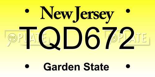 TQD672 New Jersey License Plate