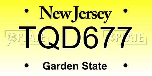 TQD677 New Jersey License Plate