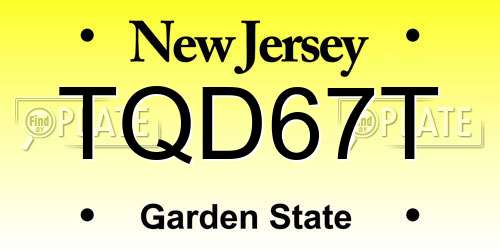 TQD67T New Jersey License Plate