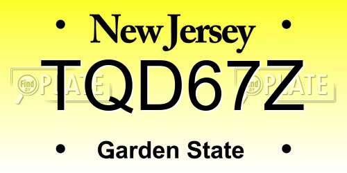 TQD67Z New Jersey License Plate