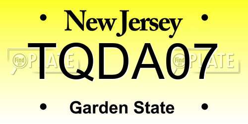 TQDA07 New Jersey License Plate