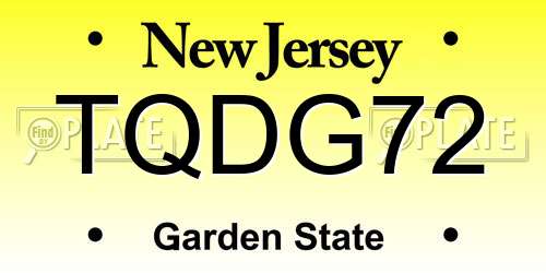 TQDG72 New Jersey License Plate