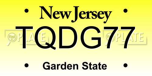 TQDG77 New Jersey License Plate
