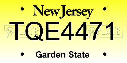 TQE4471 New Jersey License Plate