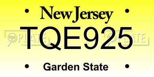 TQE925 New Jersey License Plate
