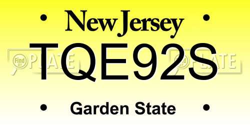 TQE92S New Jersey License Plate