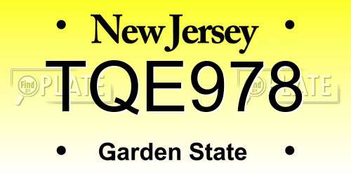 TQE978 New Jersey License Plate