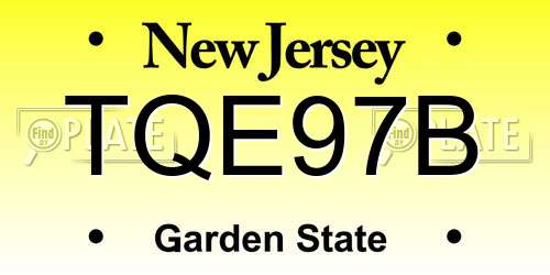TQE97B New Jersey License Plate