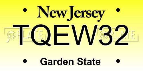 TQEW32 New Jersey License Plate