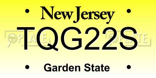 TQG22S New Jersey License Plate