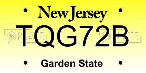 TQG72B New Jersey License Plate