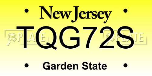 TQG72S New Jersey License Plate