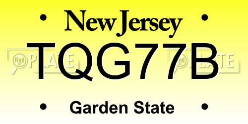 TQG77B New Jersey License Plate