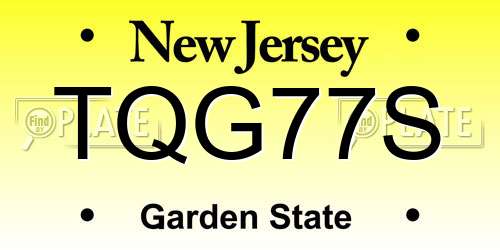 TQG77S New Jersey License Plate