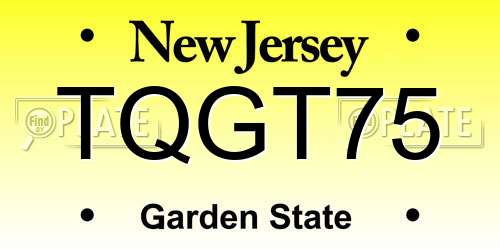 TQGT75 New Jersey License Plate