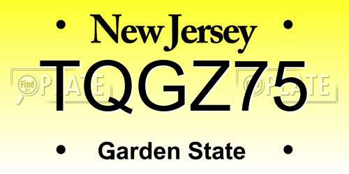 TQGZ75 New Jersey License Plate