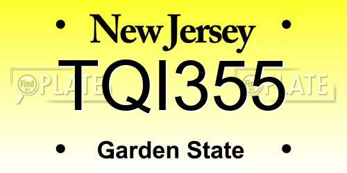 TQI355 New Jersey License Plate