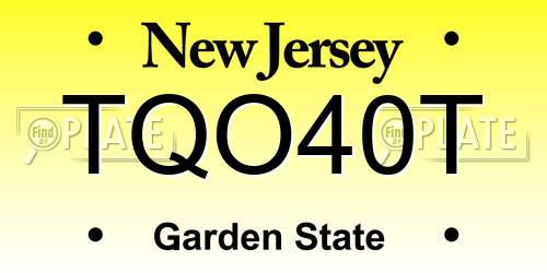 TQO40T New Jersey License Plate