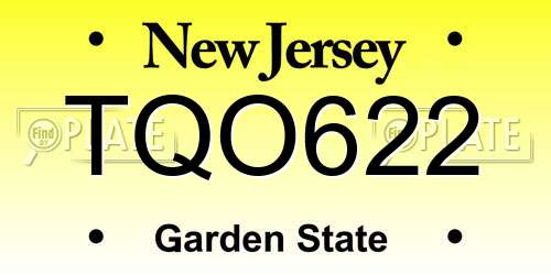 TQO622 New Jersey License Plate